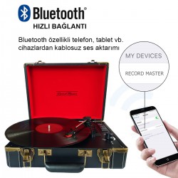 Record Master T317UB Çanta Pikap – Siyah – Dahili Şarj + Bluetooth + USB / SD Bellek Giriş